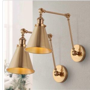 New Jonathan Y set of 2 rover 7 in brass Gold Wall Sconce LED Light Fixture